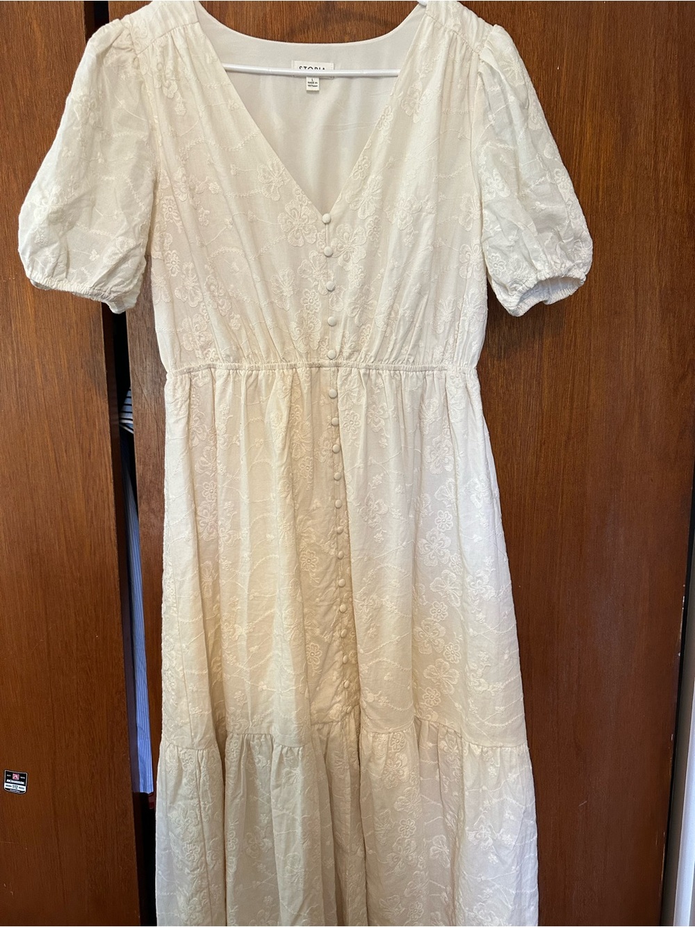 Storia White Button-Front Maxi Dress